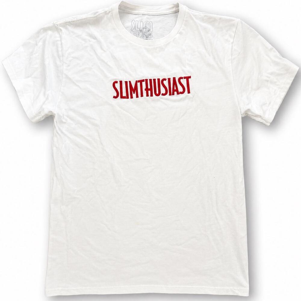 Slim Chickens Slimthusiast Embroidered Graphic T-Shirt Men’s Medium White NEW
